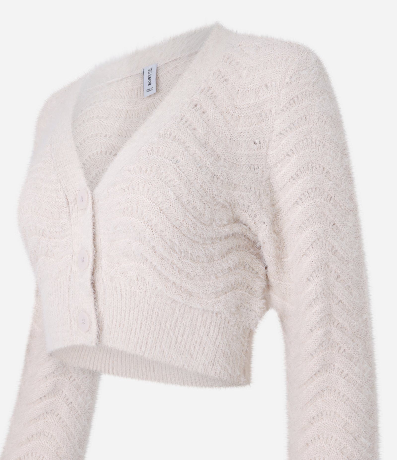 Cardigan Cropped com Pelinho e Ponto Onda Rosa 6