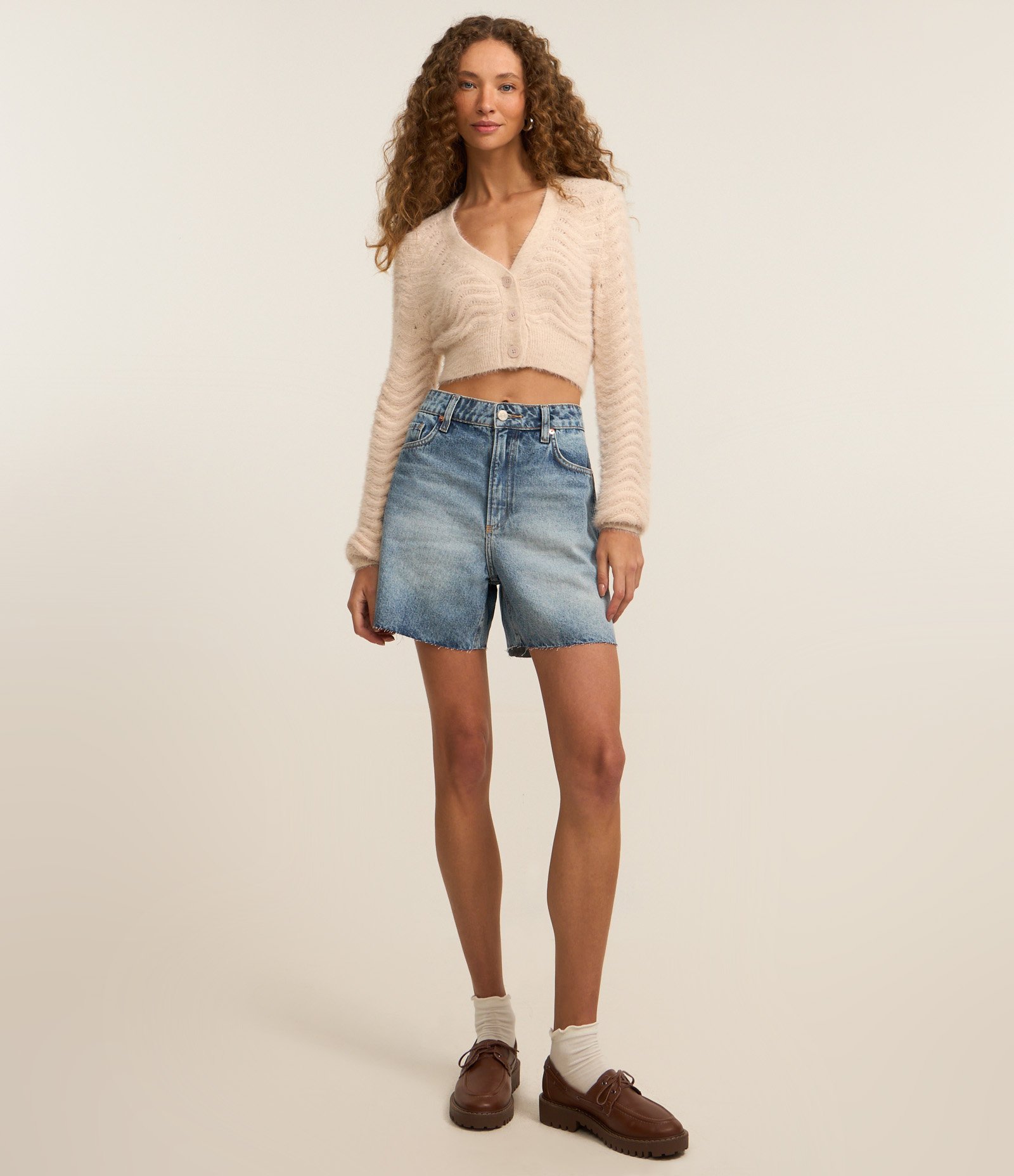 Cardigan Cropped com Pelinho e Ponto Onda Rosa 2