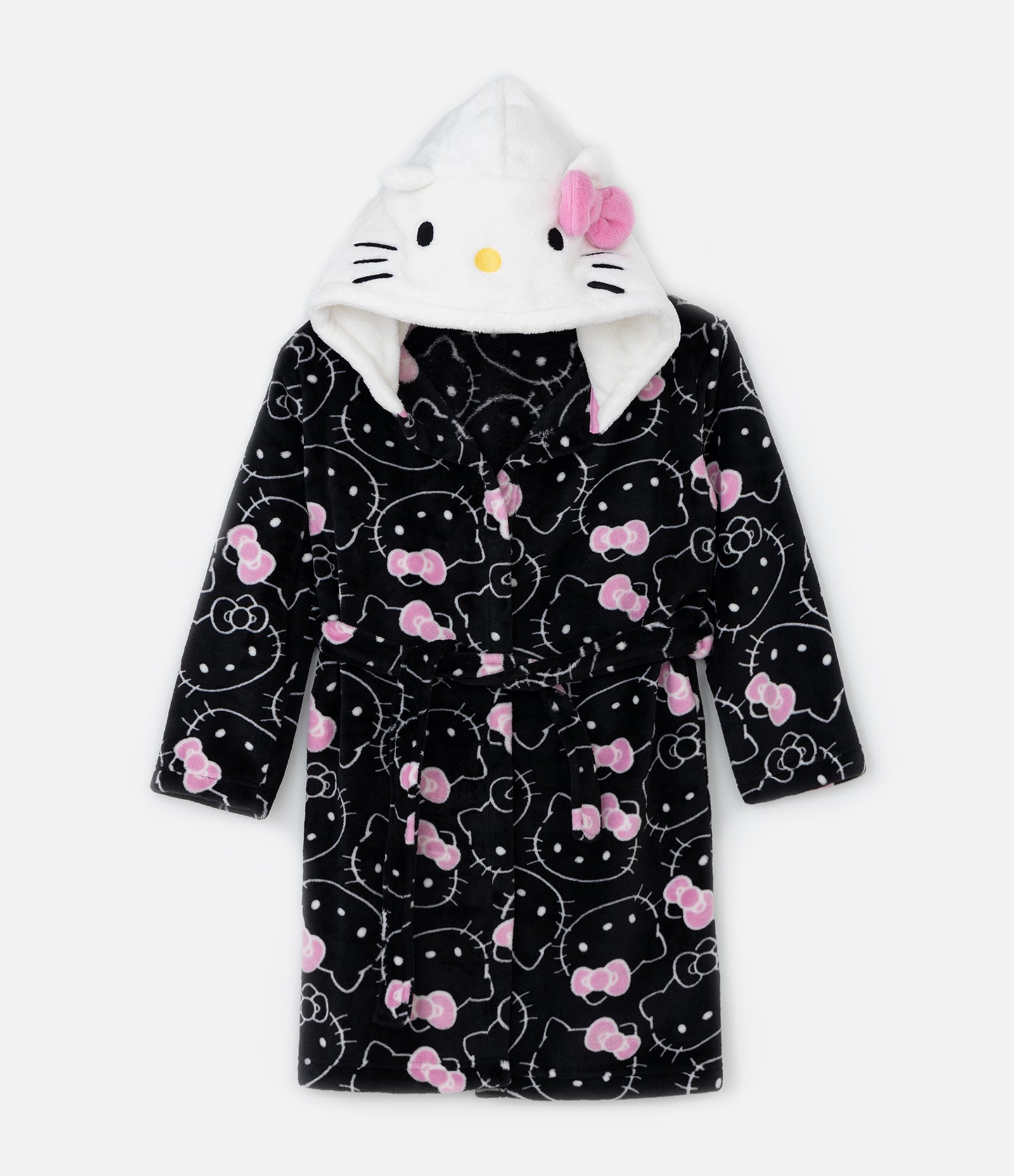 Roupão Infantil Quentinho Estampa Hello Kitty - Tam 3 a 16 Anos Preto 1