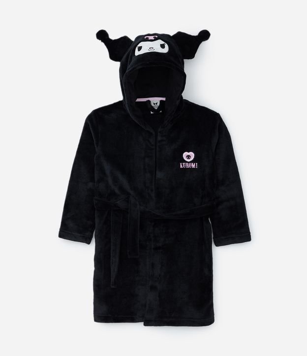 Roupão Infantil em Fleece Estampa Kuromi - Tam 5 a 16 Anos