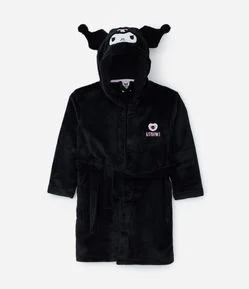 Roupão Infantil em Fleece Estampa Kuromi - Tam 5 a 16 Anos