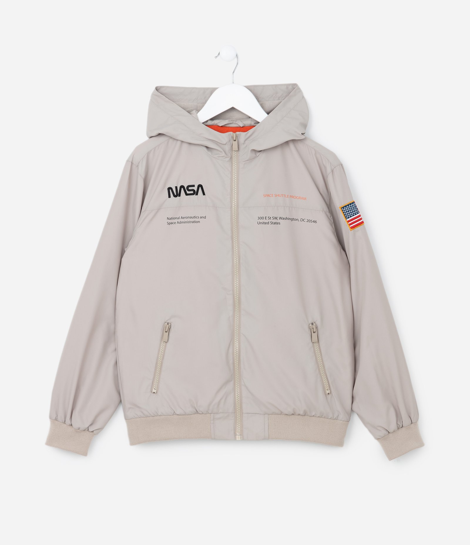 Jaqueta Quebra Vento Infantil com Estampa Nasa - Tam 5 a 14 Anos Bege 1