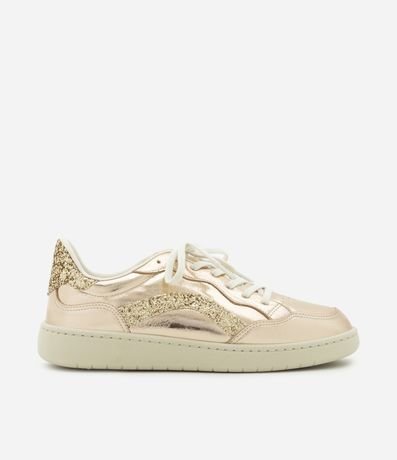 Tênis Casual em PU com Recortes e Glitter Tênis Casual em PU com Recortes e Glitter