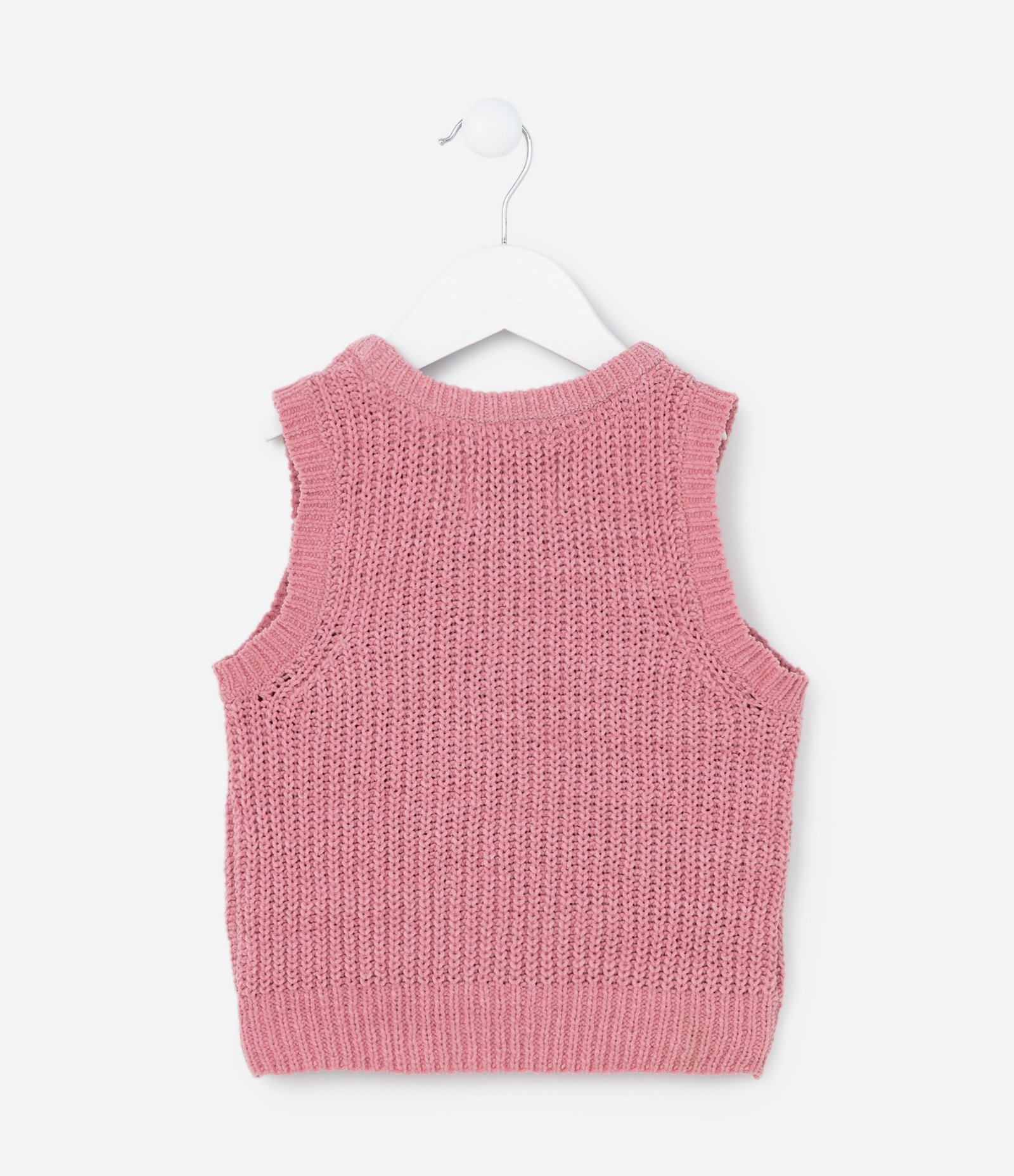 Colete Infantil em Tricô com Textura de Florzinhas - Tam1 a 5 Anos Rosa 2