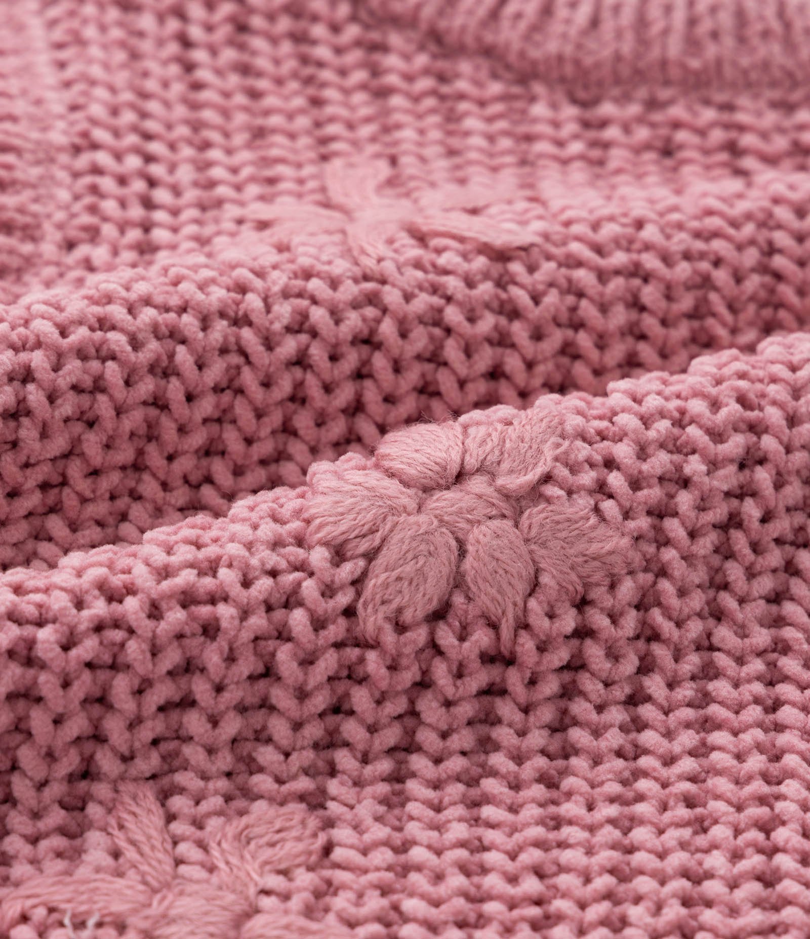 Colete Infantil em Tricô com Textura de Florzinhas - Tam1 a 5 Anos Rosa 3