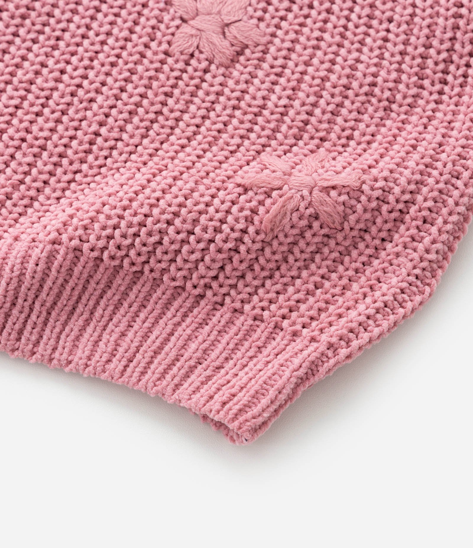 Colete Infantil em Tricô com Textura de Florzinhas - Tam1 a 5 Anos Rosa 5