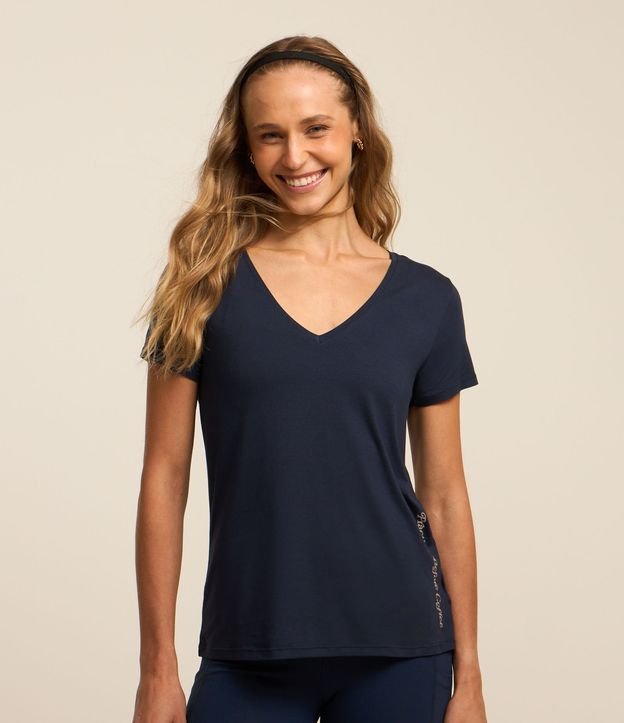 Camiseta em Meia Malha Estampa Lettering