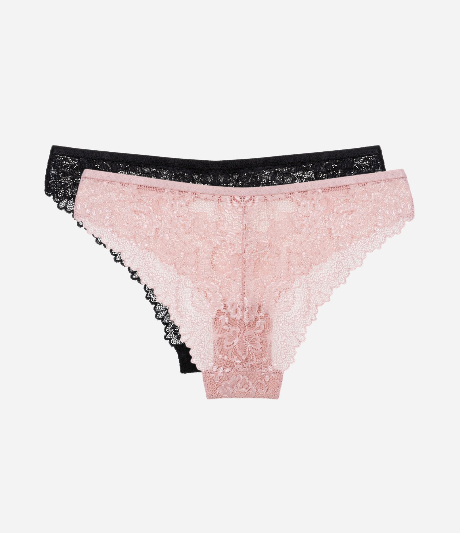 Kit 2x1 Calcinhas Biquíni Renda Floral Rosa/Preto 2