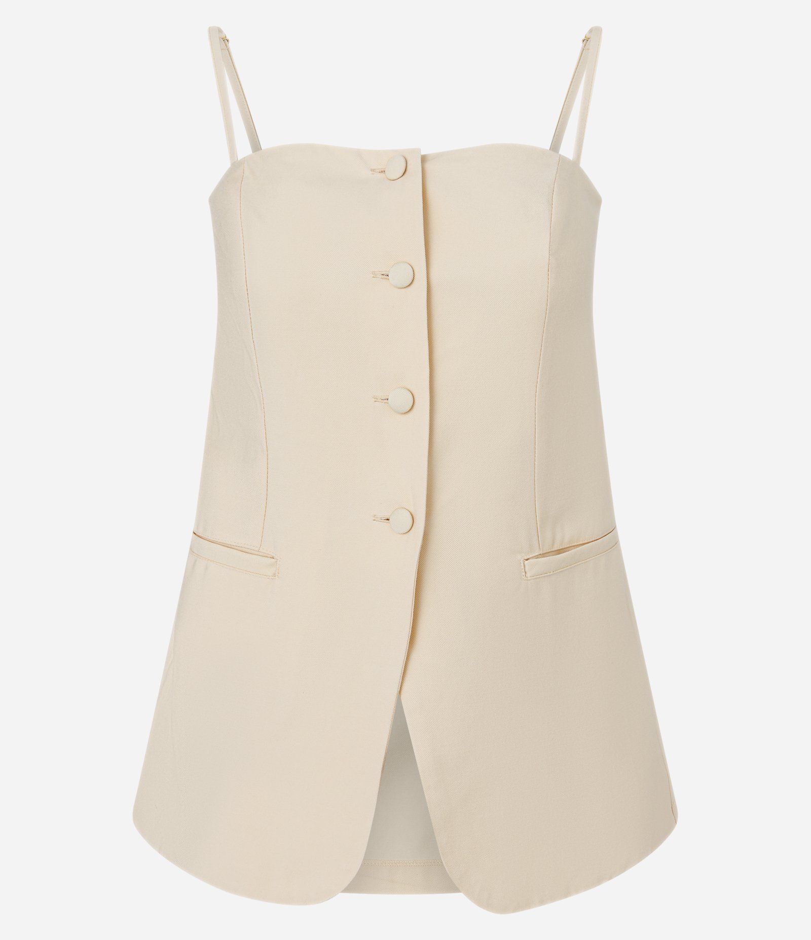 Blusa Alfaiatada de Alça com Abotoamento Bege 6