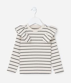 Blusa Infantil com Babados e Estampa Listrada - Tam  1 a 5 Anos