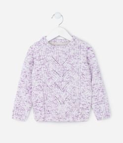 Suéter Infantil em Chenille com Textura - Tam 1 a 5 Anos