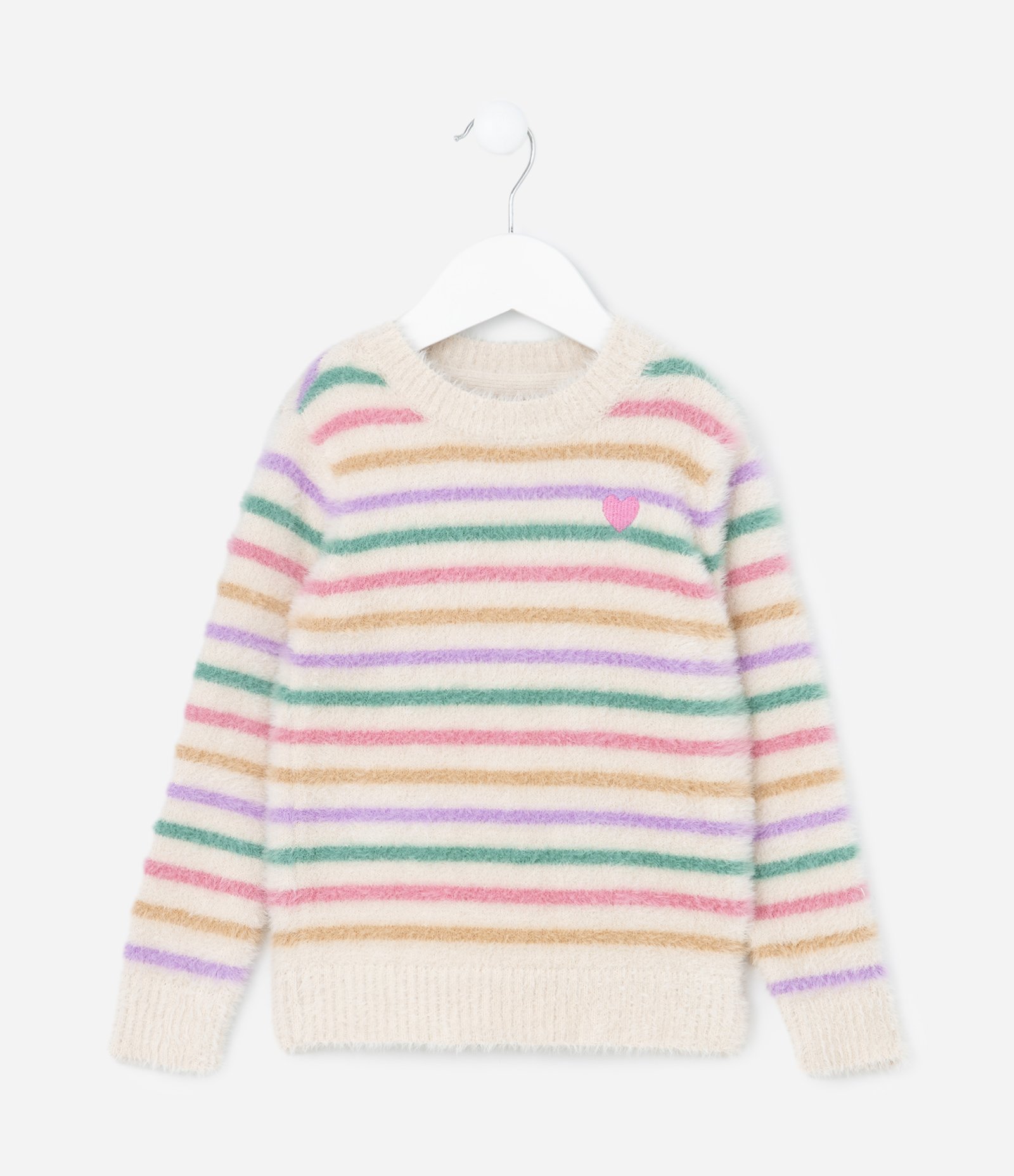 Blusão Infantil Felpudo com Estampa Listrada - Tam 1 a 5 Anos Multicores 1