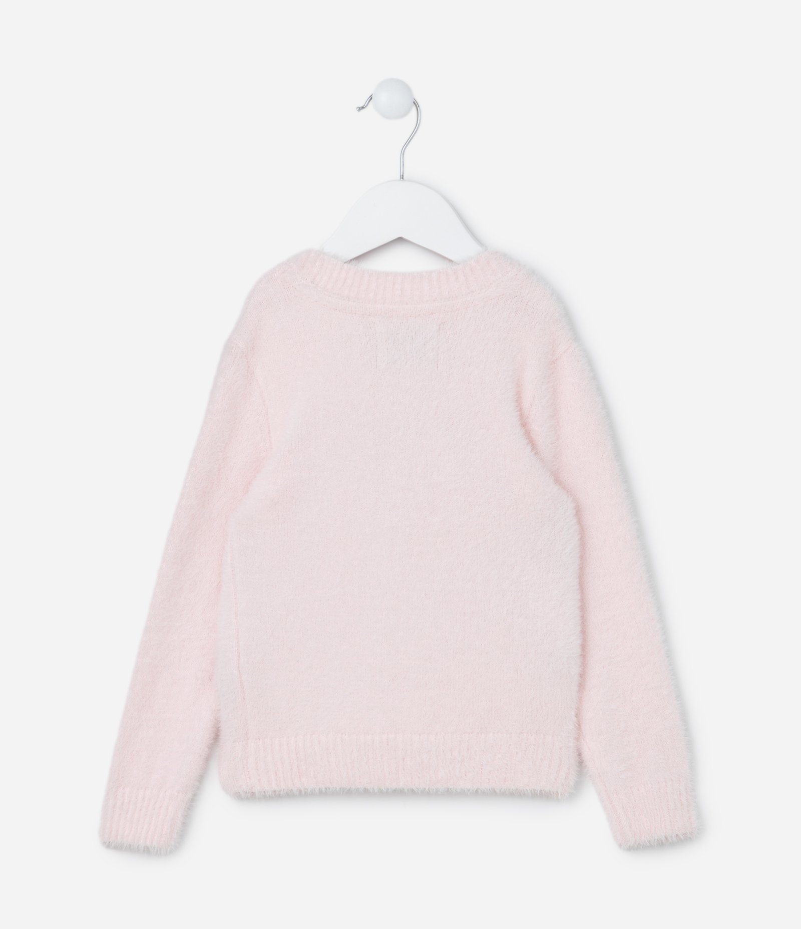 Suéter Infantil em Chenille Peludinho com Estampa Coração - Tam 1 a 5 Anos Rosa 2