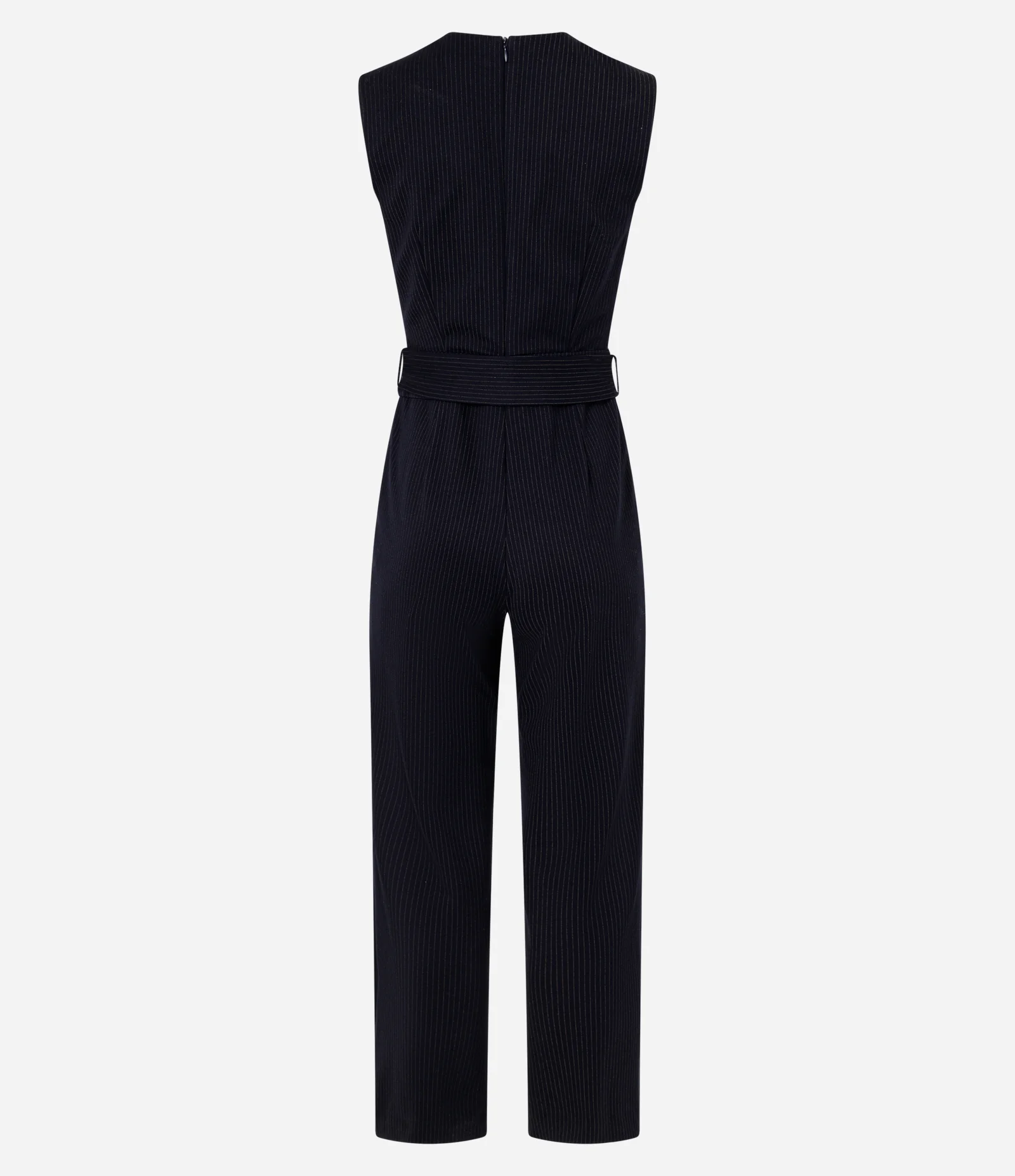 Macacão em Ponto Roma Estampa Risca de Giz Azul 2