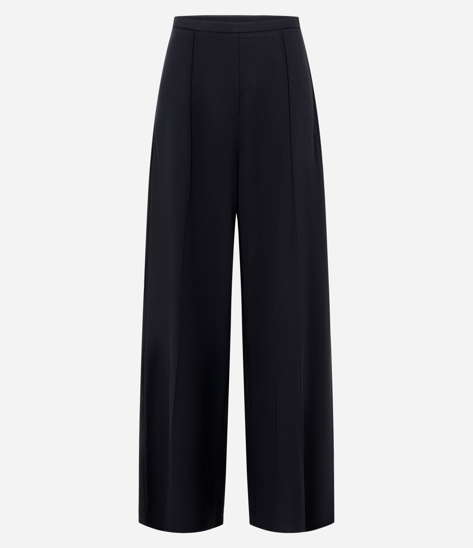 Calça Pantalona em Crepe com Friso Frontal Preto 5