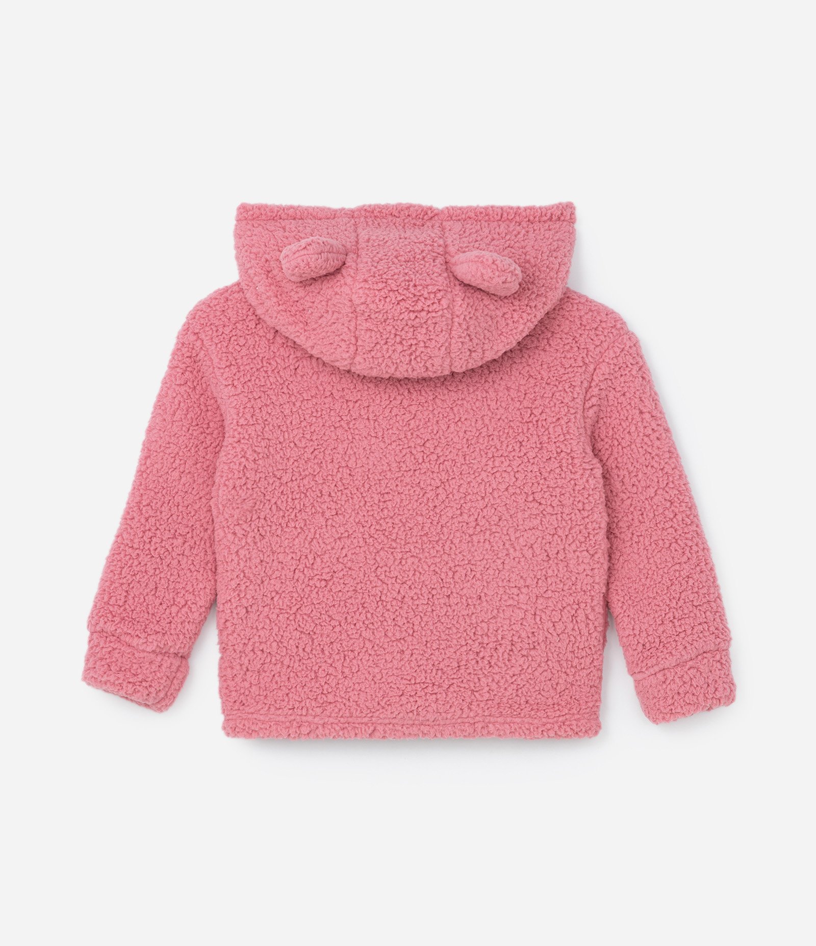Casaco Fechado Infantil em Sherpa com Capuz de Orelhinhas - Tam 5 a 14 anos Rosa 2