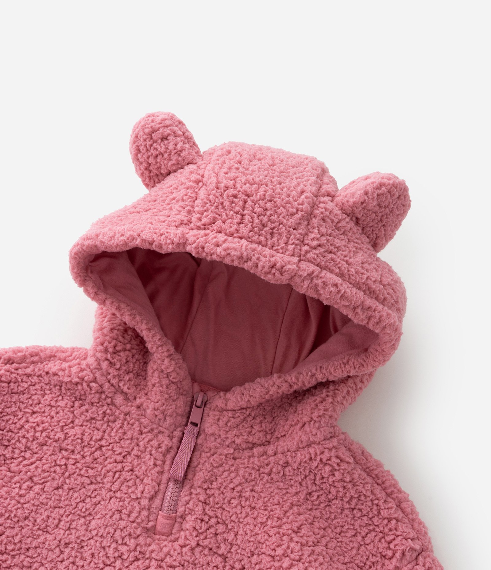 Casaco Fechado Infantil em Sherpa com Capuz de Orelhinhas - Tam 5 a 14 anos Rosa 7