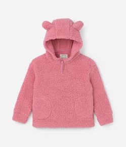 Casaco Fechado Infantil em Sherpa com Capuz de Orelhinhas - Tam 5 a 14 anos