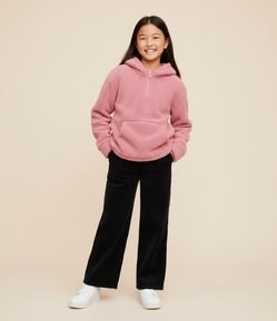 Casaco Fechado Infantil em Sherpa com Capuz de Orelhinhas - Tam 5 a 14 anos