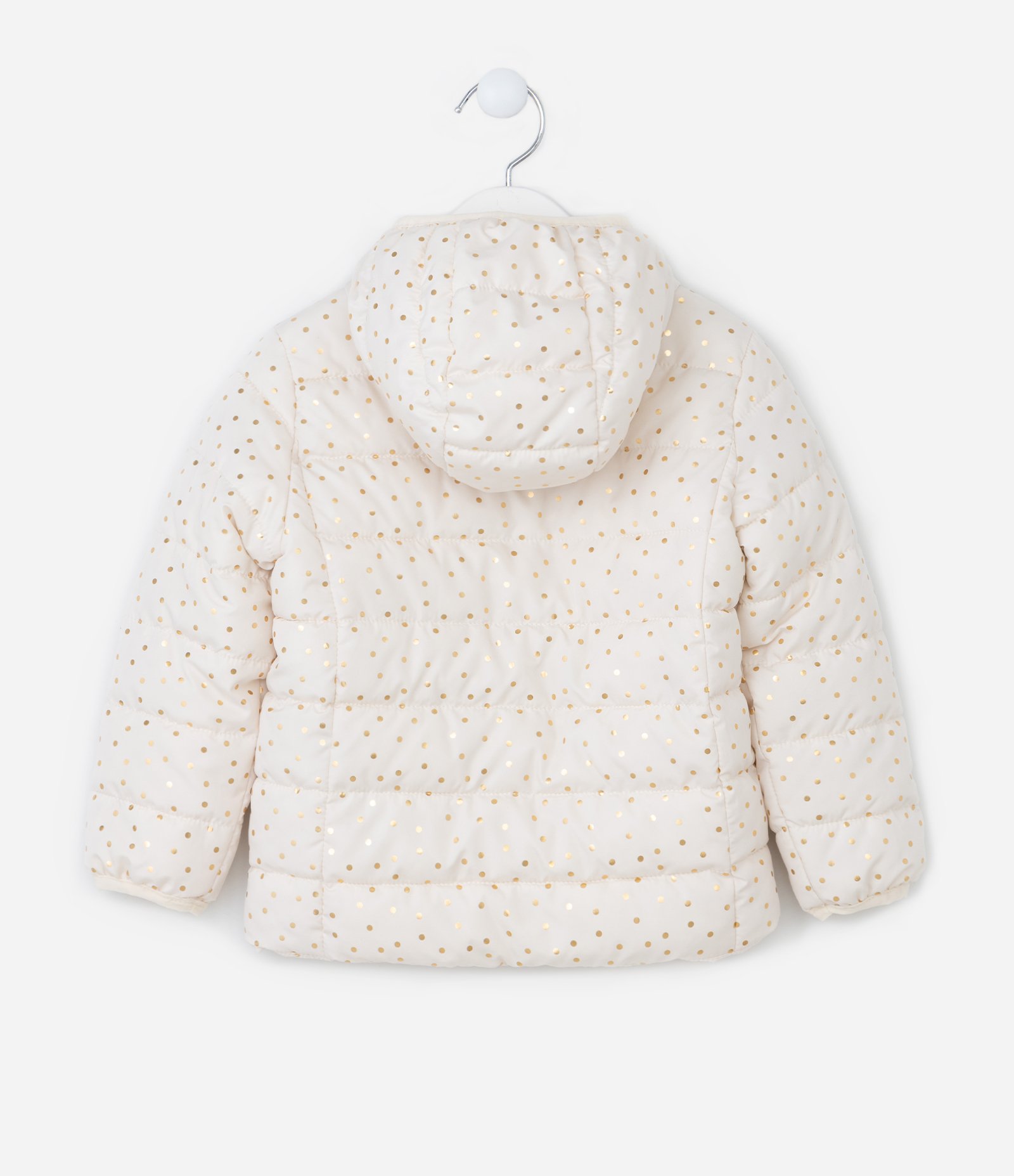 Jaqueta Puffer Infantil com Poá Metalizado - Tam 1 a 5 Anos Bege 2