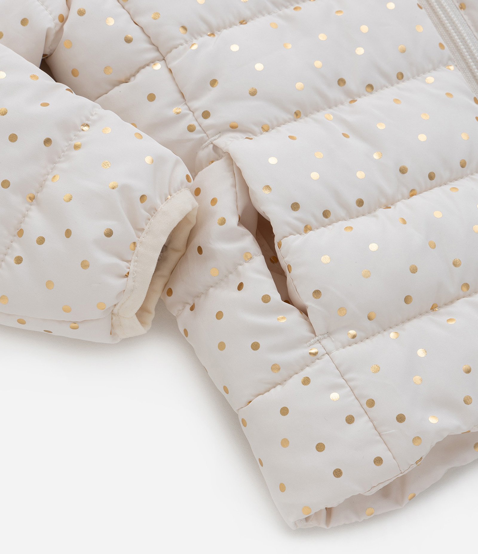 Jaqueta Puffer Infantil com Poá Metalizado - Tam 1 a 5 Anos Bege 4