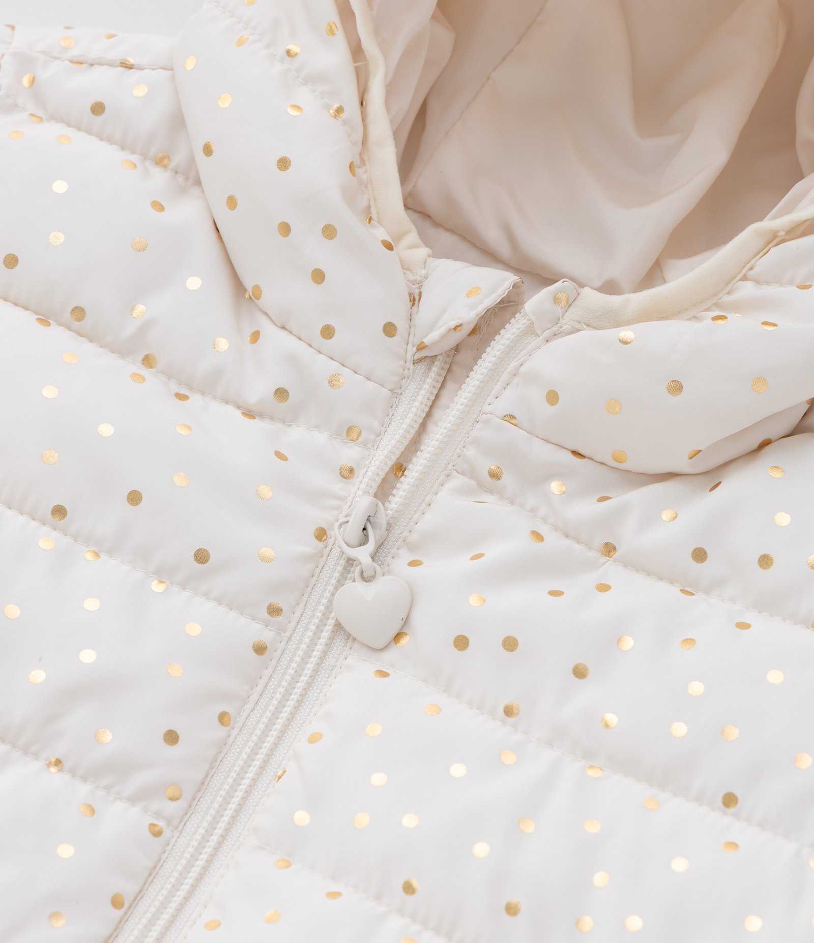 Jaqueta Puffer Infantil com Poá Metalizado - Tam 1 a 5 Anos Bege 6