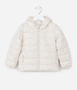 Jaqueta Puffer Infantil com Poá Metalizado - Tam 1 a 5 Anos