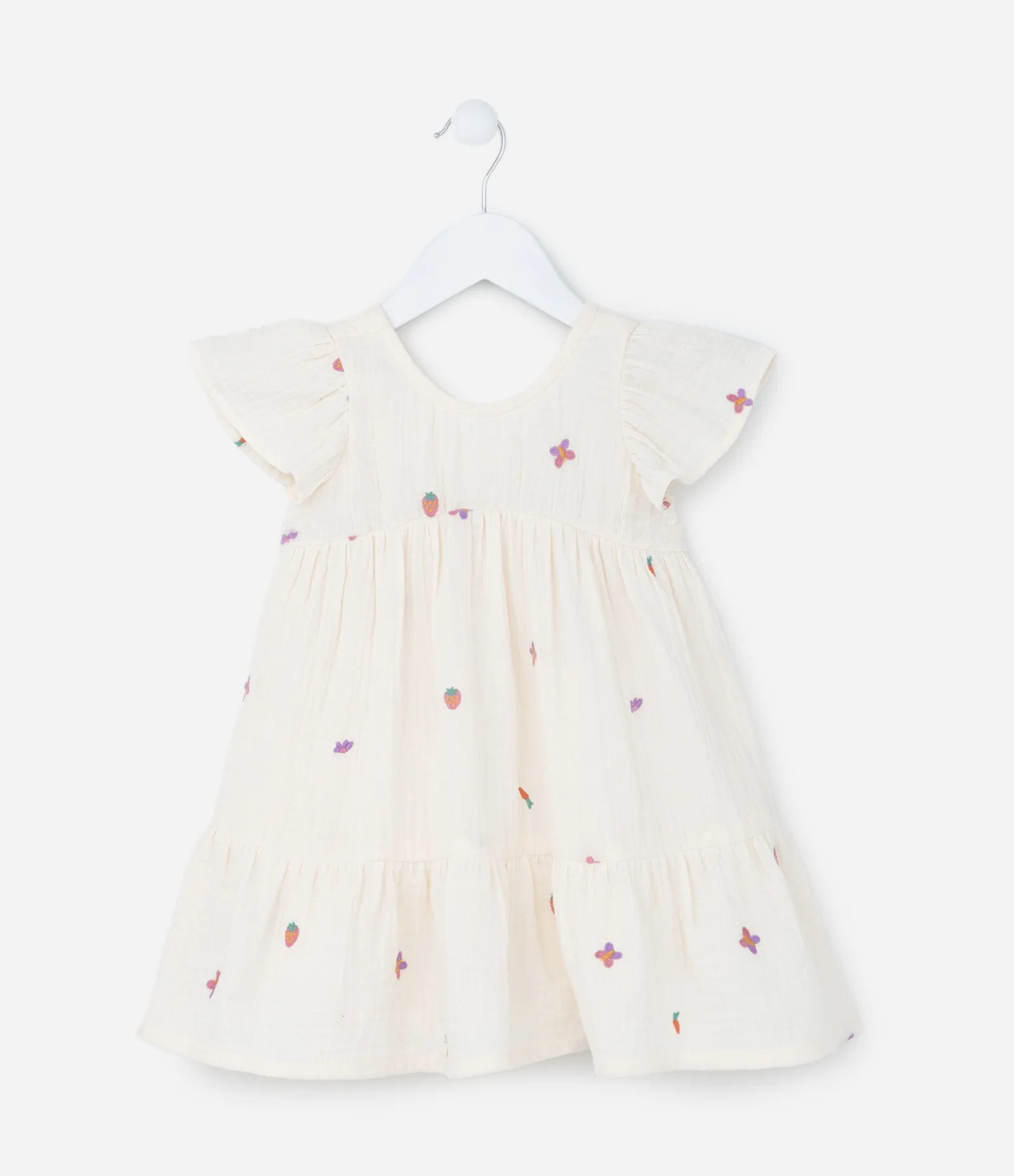 Vestido Infantil Texturizado com Laço Aplicado - Tam 1 a 5 Anos Off White 8