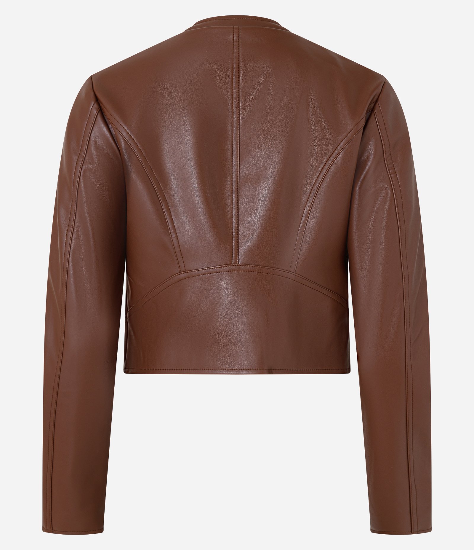 Jaqueta Básica em Pu com Zíper Tratorado Marrom 5