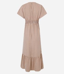 Vestido Xadrez em Tricoline Manga Curta