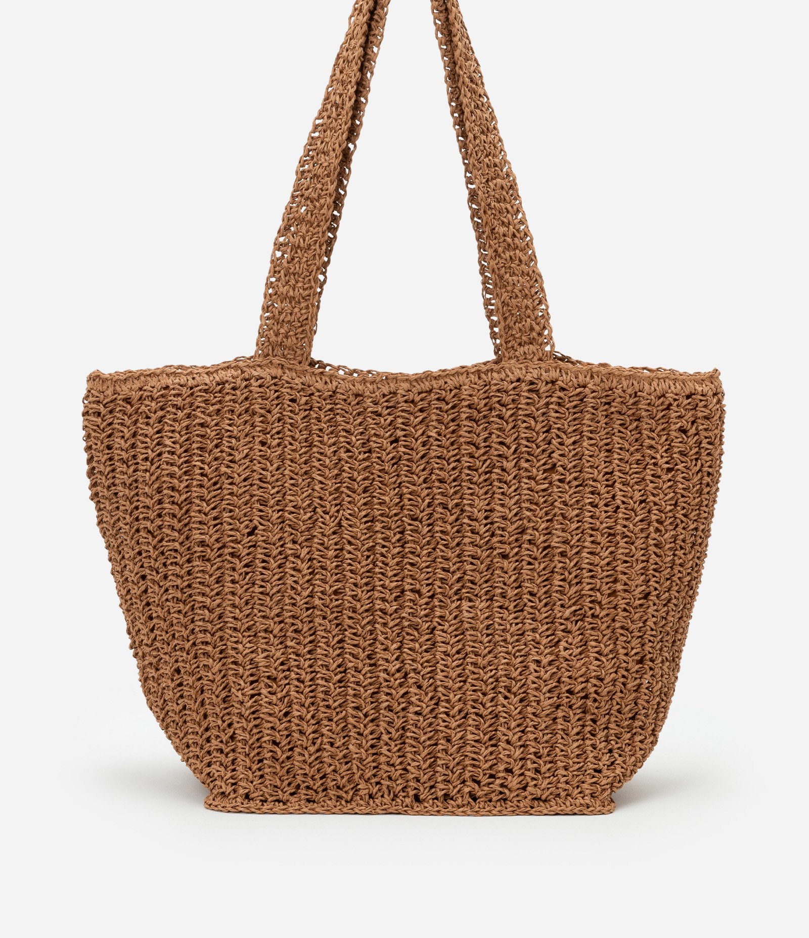 Bolsa de Praia em Papel com Efeito Palha e Detalhe De Metal Marrom 3