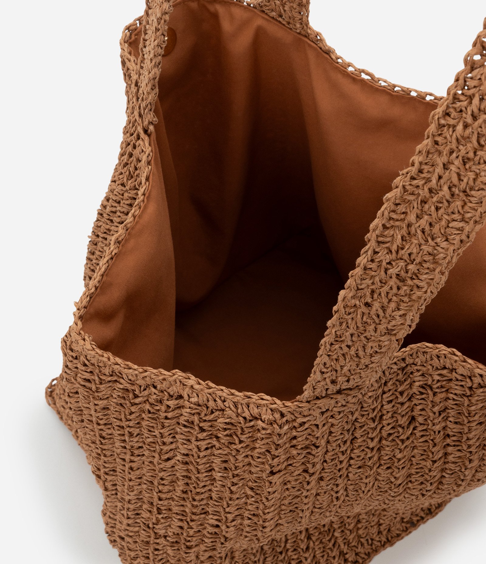 Bolsa de Praia em Papel com Efeito Palha e Detalhe De Metal Marrom 5