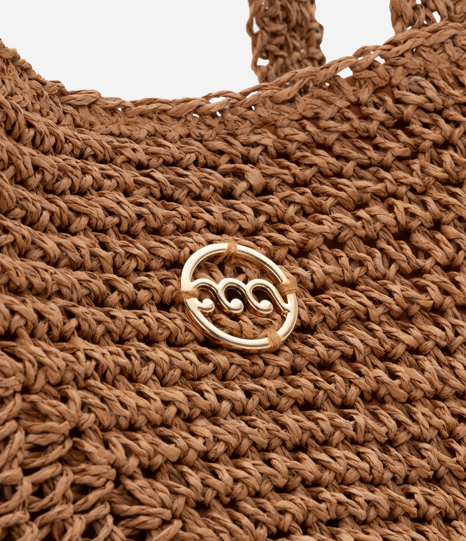 Bolsa de Praia em Papel com Efeito Palha e Detalhe De Metal Marrom 6