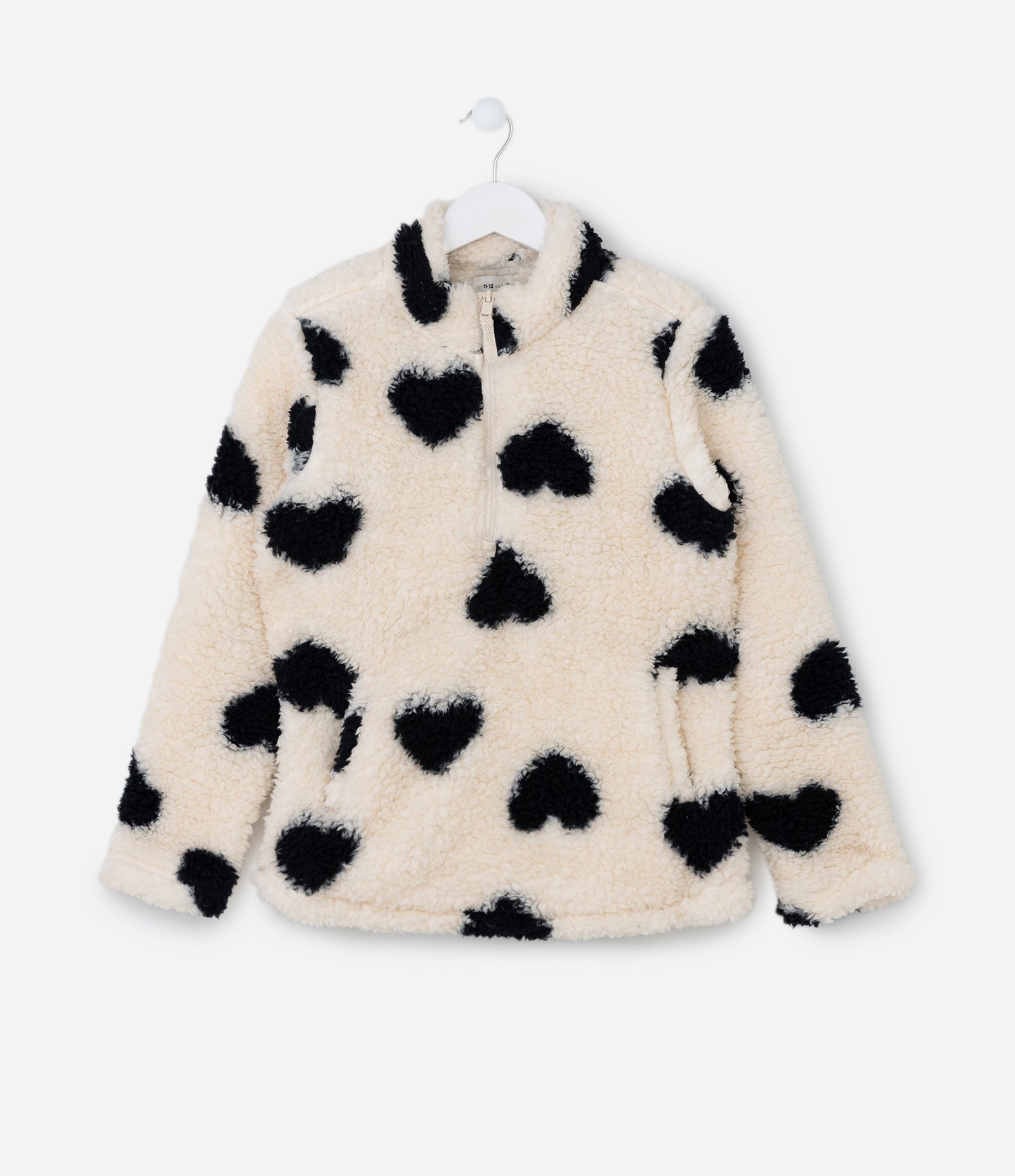 Casaco Infantil em Sherpa com Estampa Corações - Tam 5 a 14 Anos Bege 1