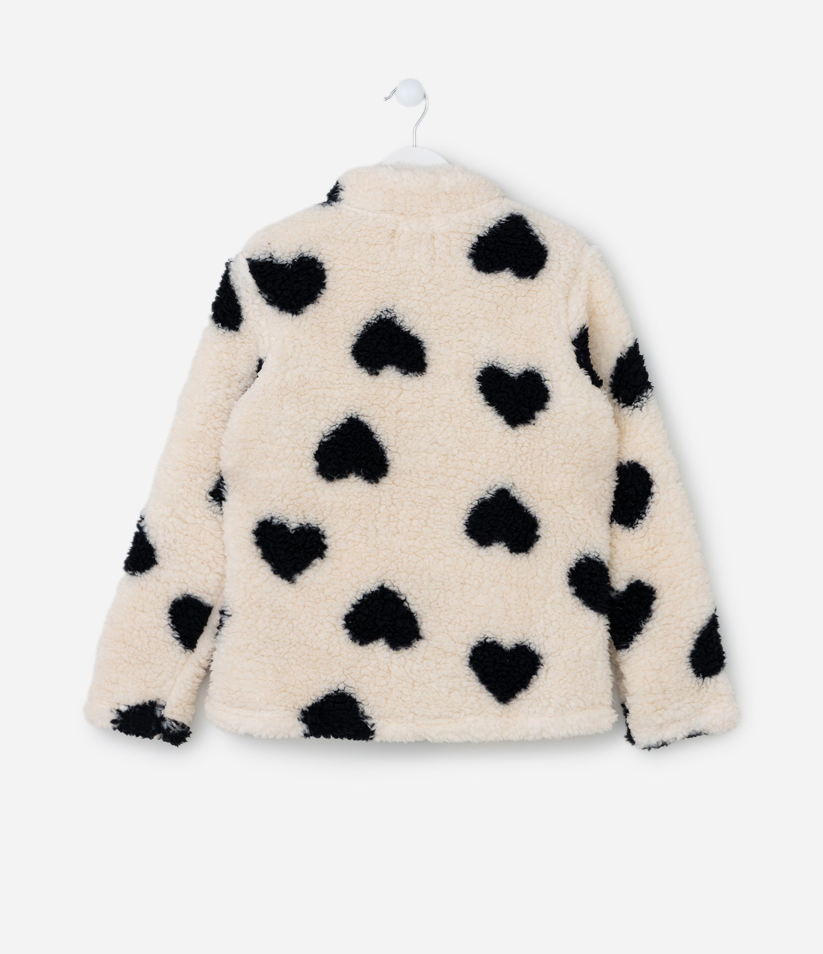 Casaco Infantil em Sherpa com Estampa Corações - Tam 5 a 14 Anos Bege 2