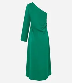 Vestido Alfaiatado Ombro Só com Manga Longa