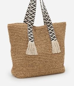 Bolsa de Praia de Alça Entrelaçada Contrastante com Franjas