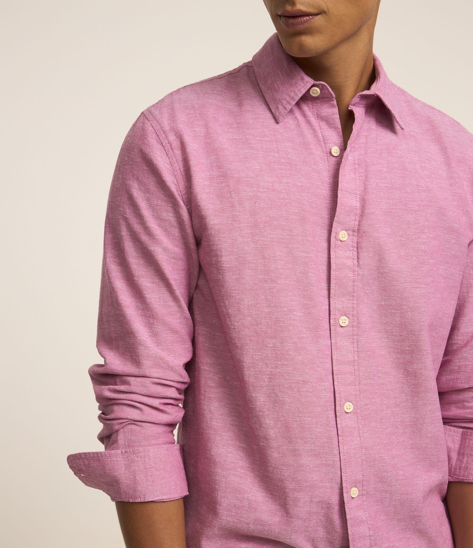 Camisa Básica em Algodão e Linho Roxo 4