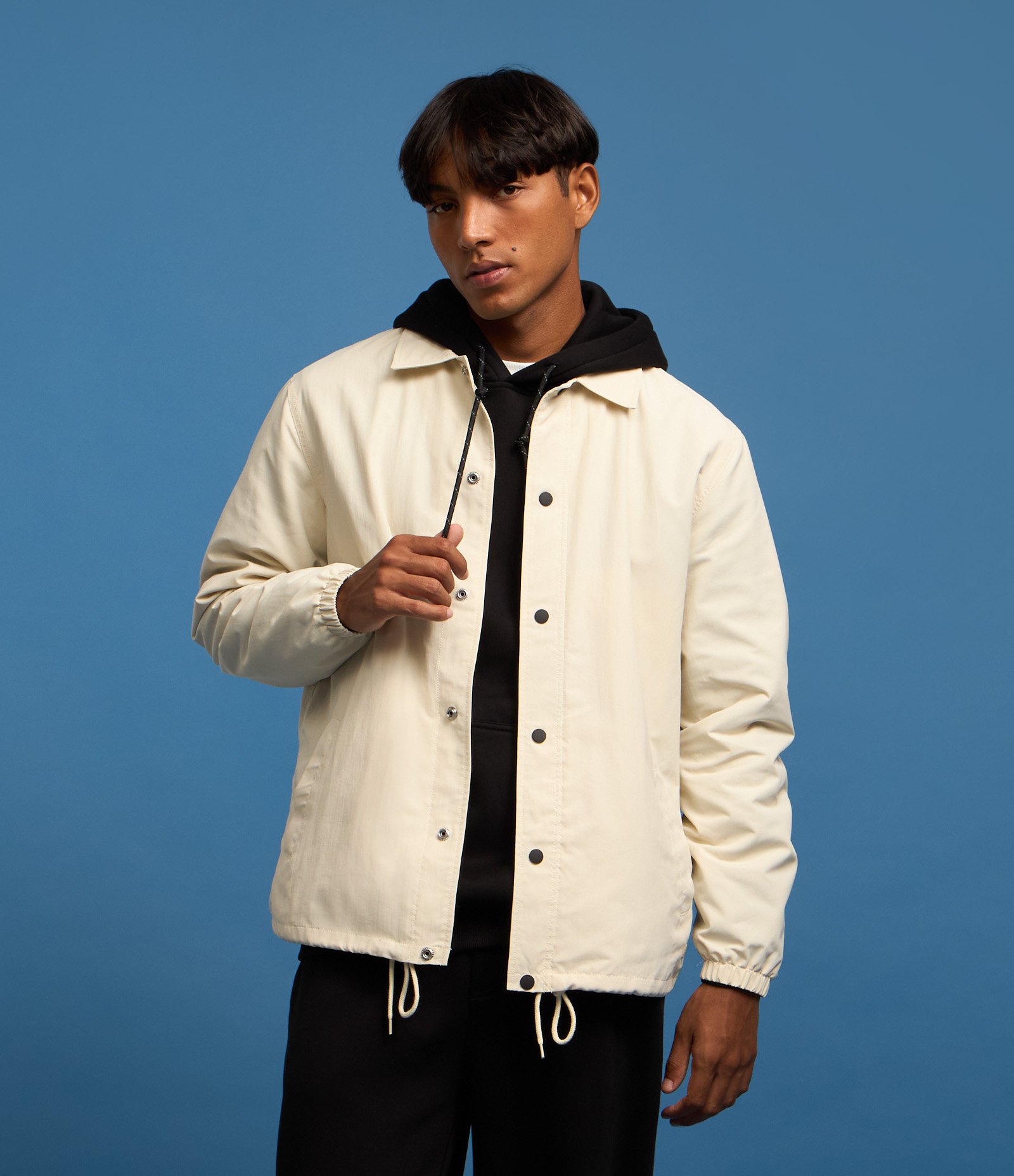 Jaqueta em Poliamida com Botão de Pressão Bege 5