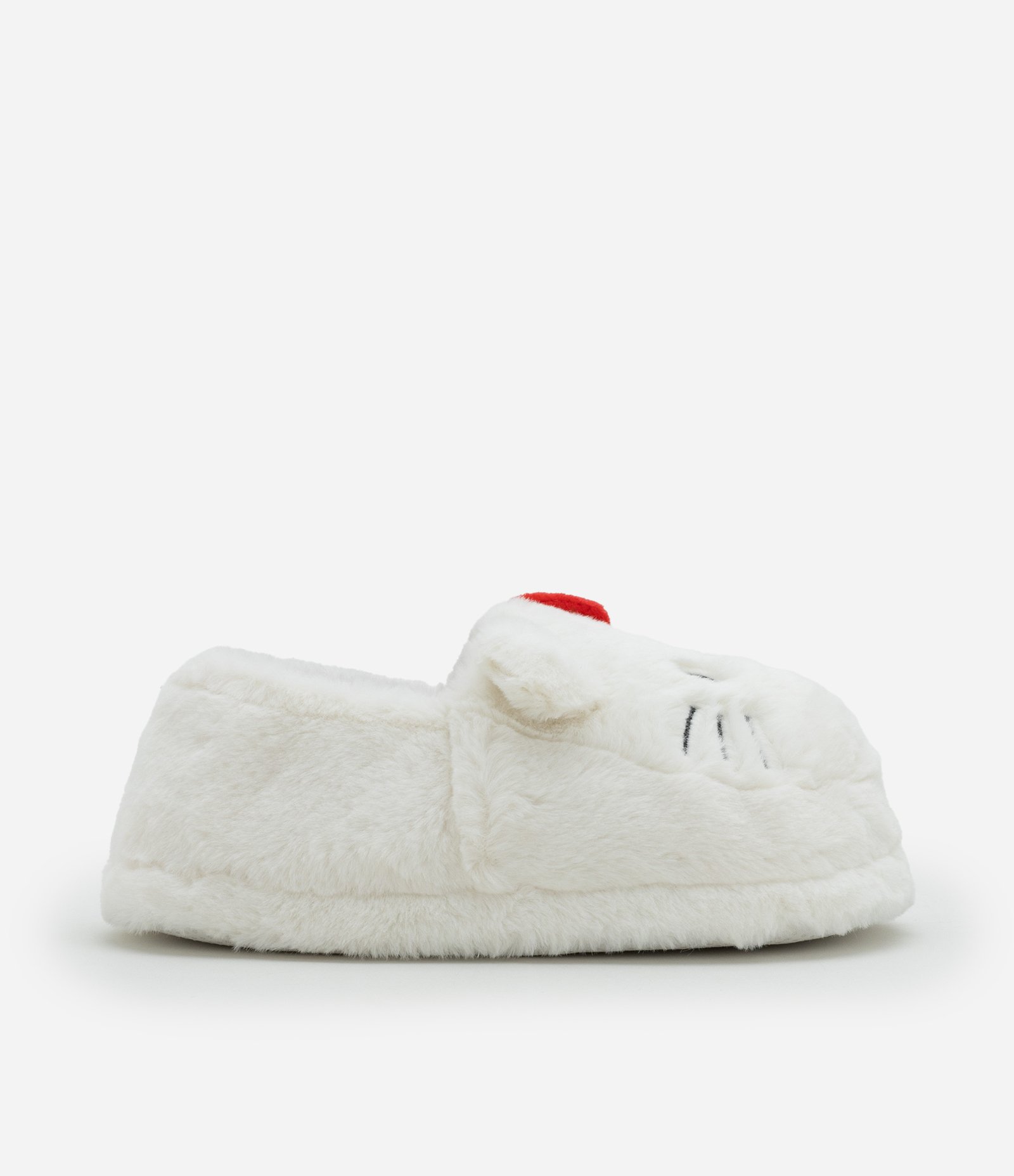 Pantufa Fechada em Pelúcia com Bordado Hello Kitty e Orelhinhas Branco 2