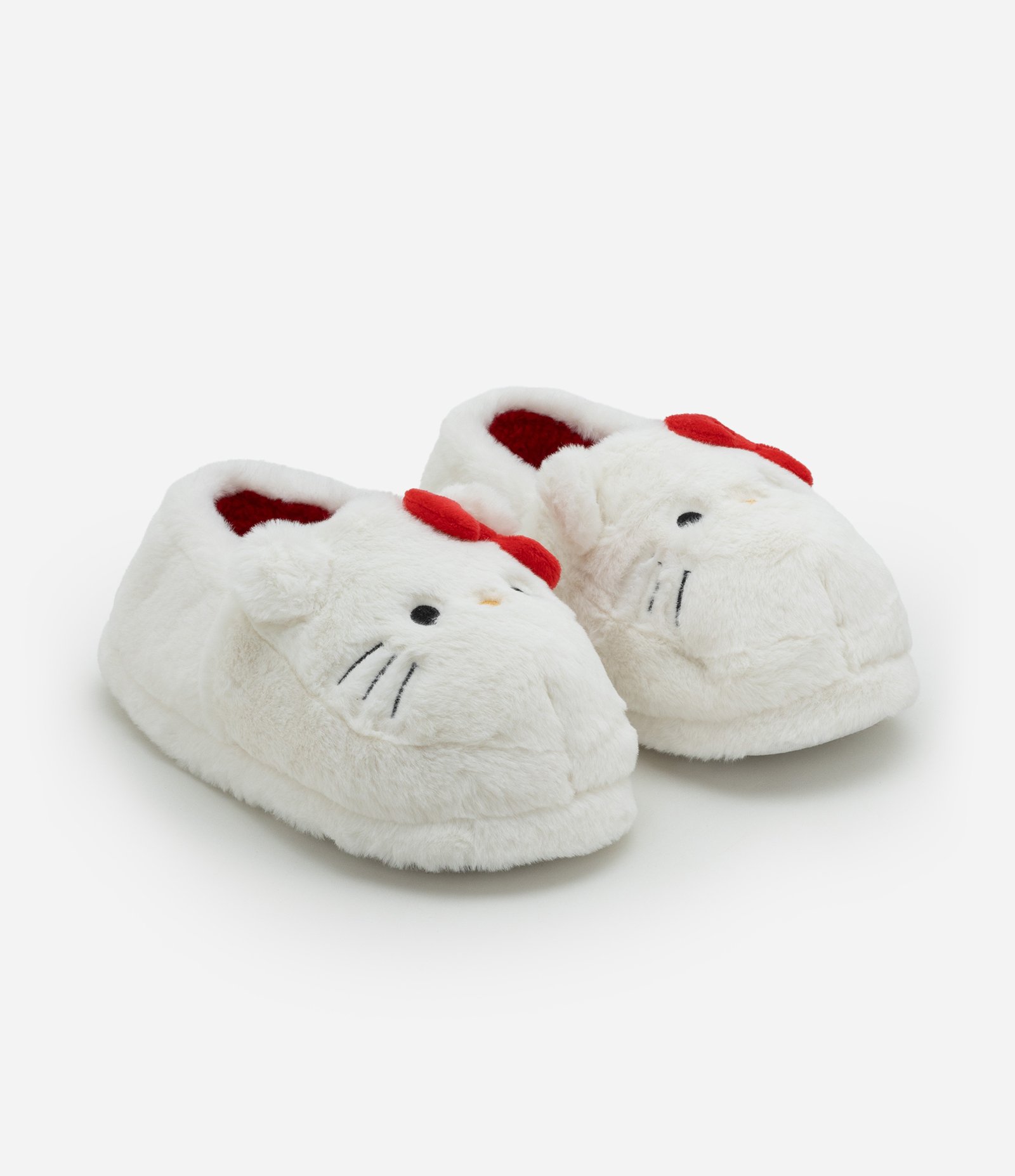 Pantufa Fechada em Pelúcia com Bordado Hello Kitty e Orelhinhas Branco 3