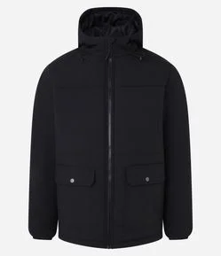 Jaqueta Puffer com Capuz e Bolsos Cargo