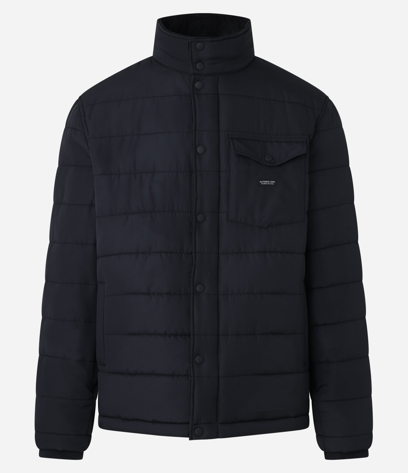 Jaqueta Puffer com Gola Alta Aveludada e Bolso Cargo Preto 5