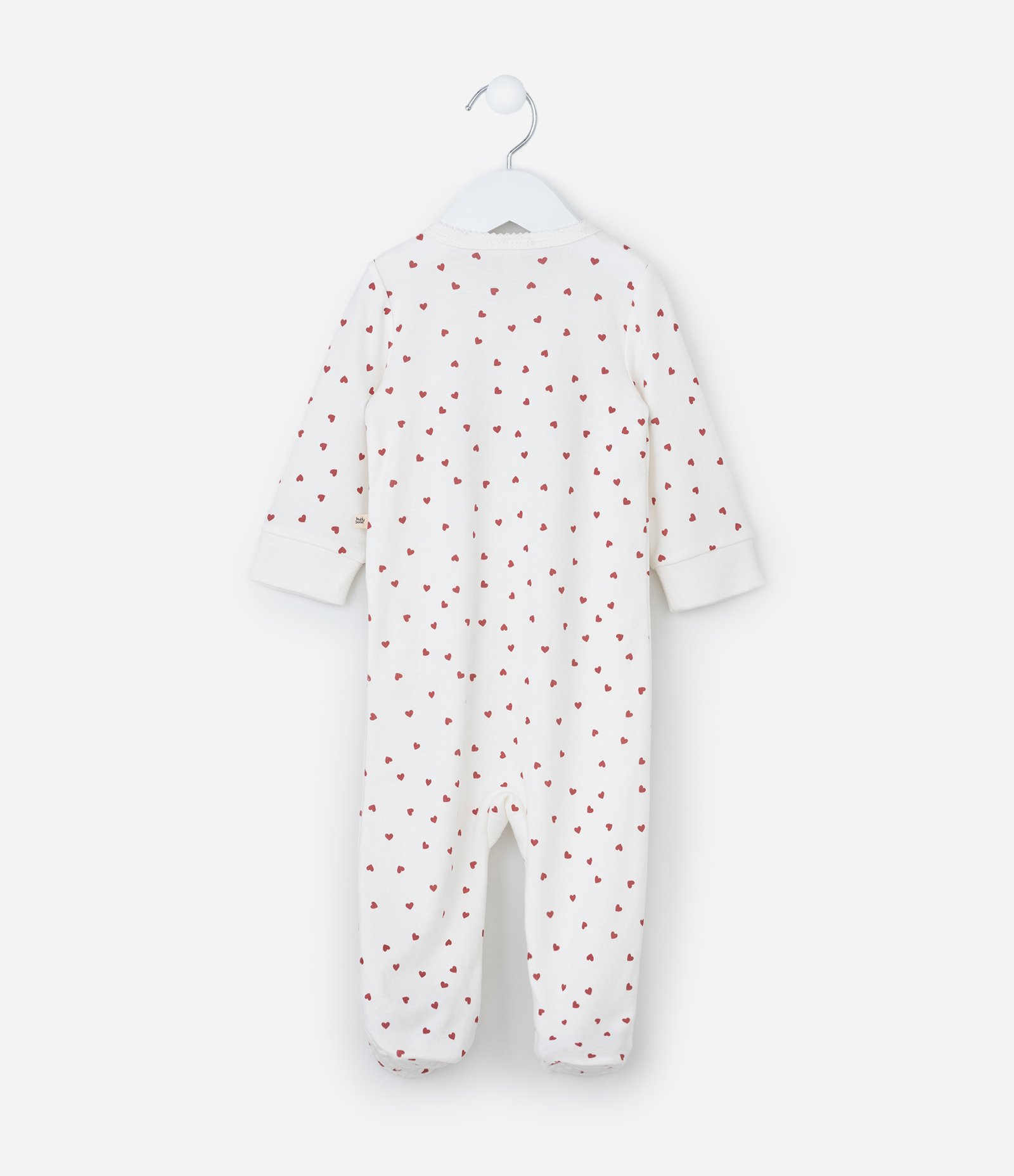 Macacão Infantil em Suedine com Estampa de Corações e Pézinho Fechado - Tam 0 a 18 meses 12-18M 2