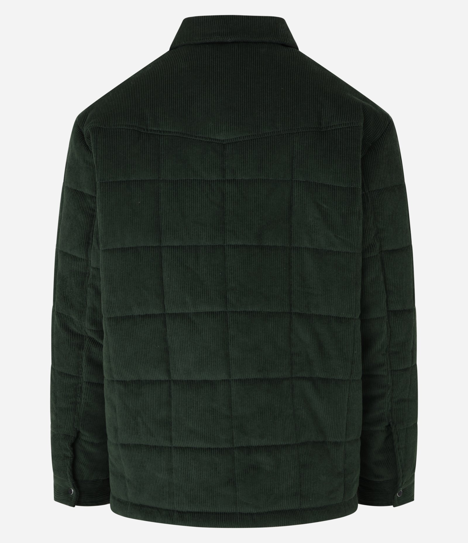 Jaqueta Puffer em Veludo Cotele e Dois Bolsos com Lapela Verde 10