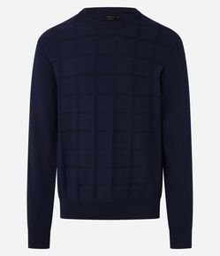 Suéter em Tricô com Textura Quadriculada