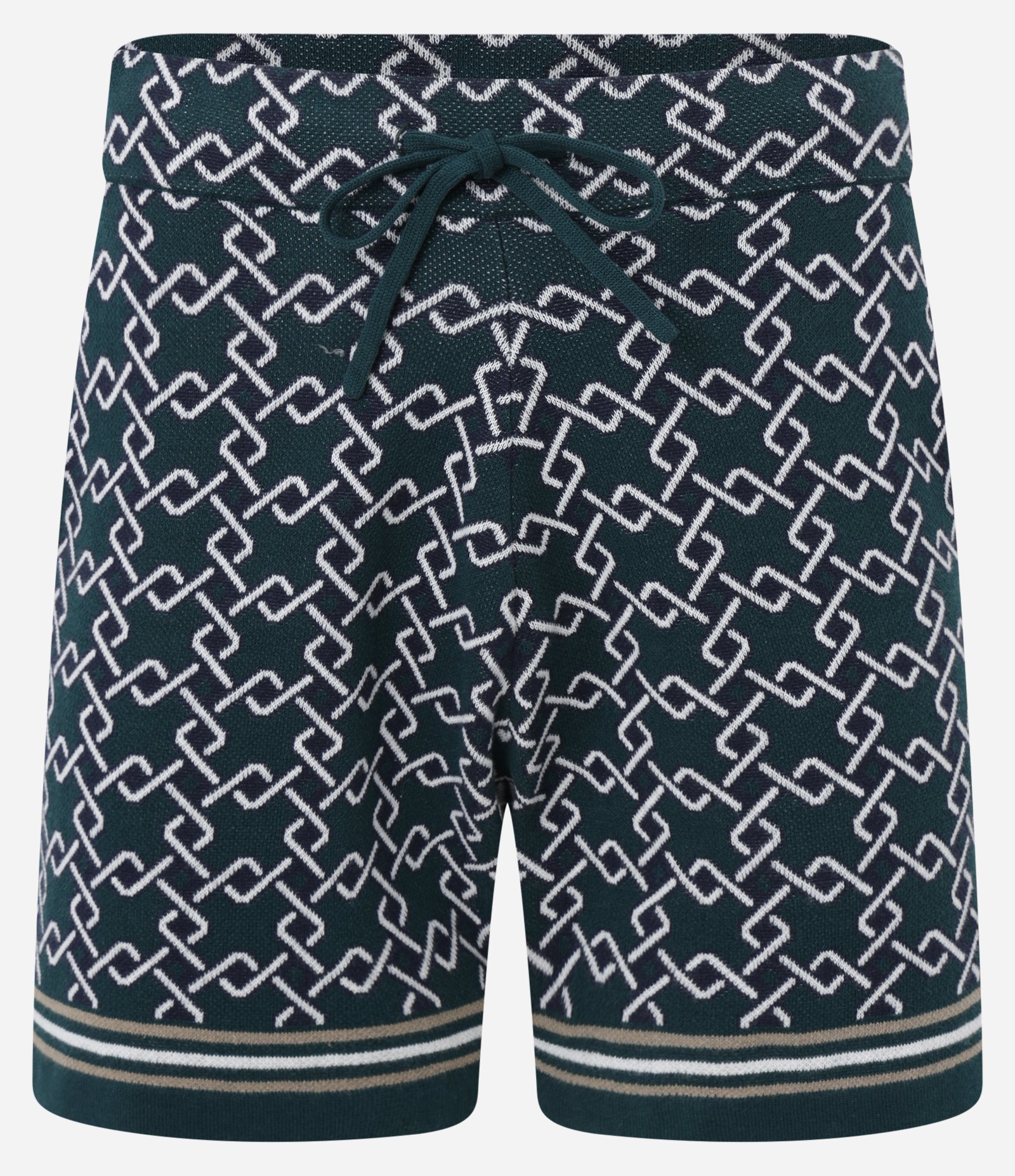 Bermuda em Algodão com Estampa de Argolas e Viés Contrastantes Verde/Branco 5