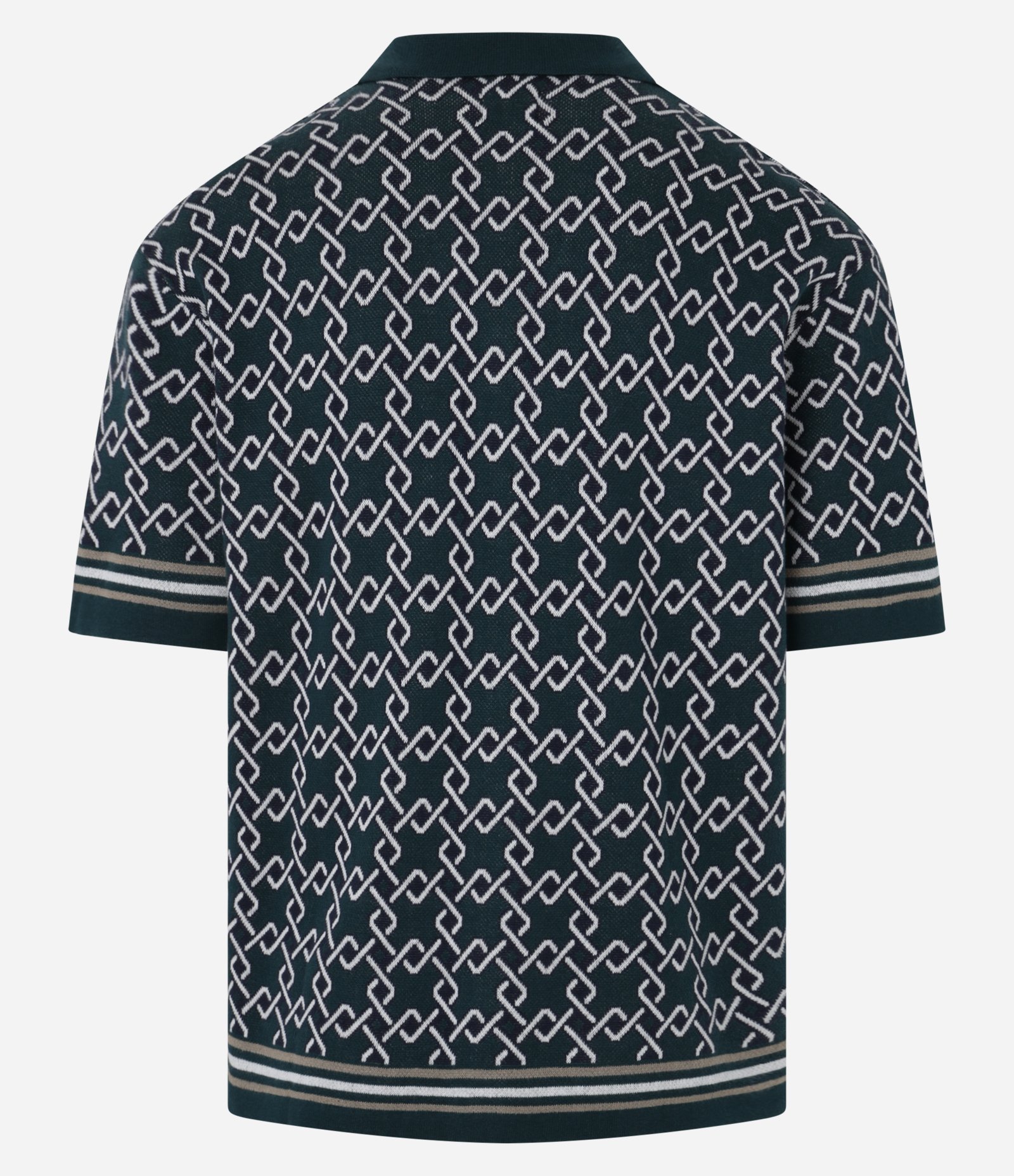 Camisa Boxy com Estampa de Argolas e Viés Contrastantes Verde/Branco 9