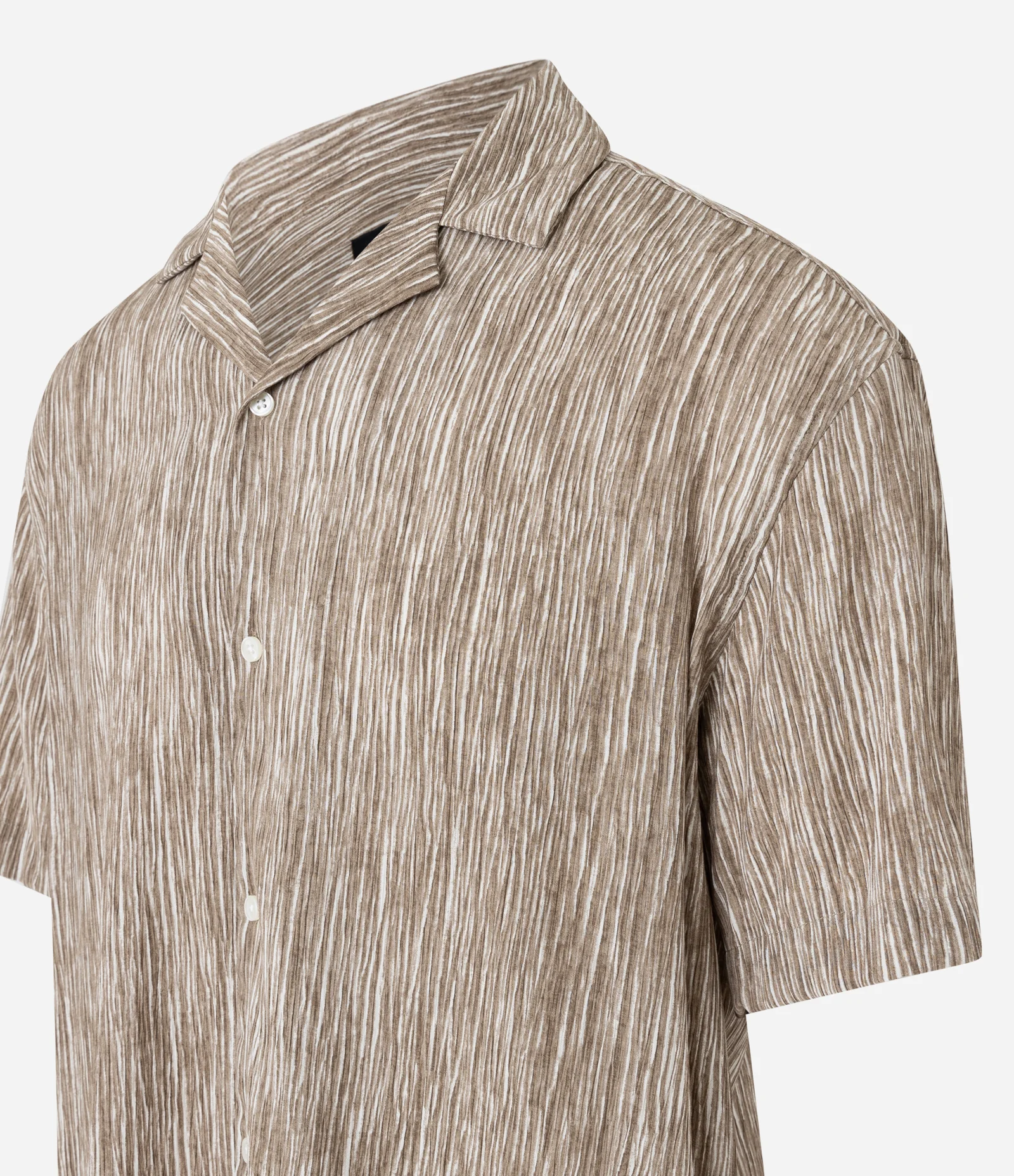 Camisa Boxy em Ana Ruga Estampado com Linhas Abstratas Marrom 10