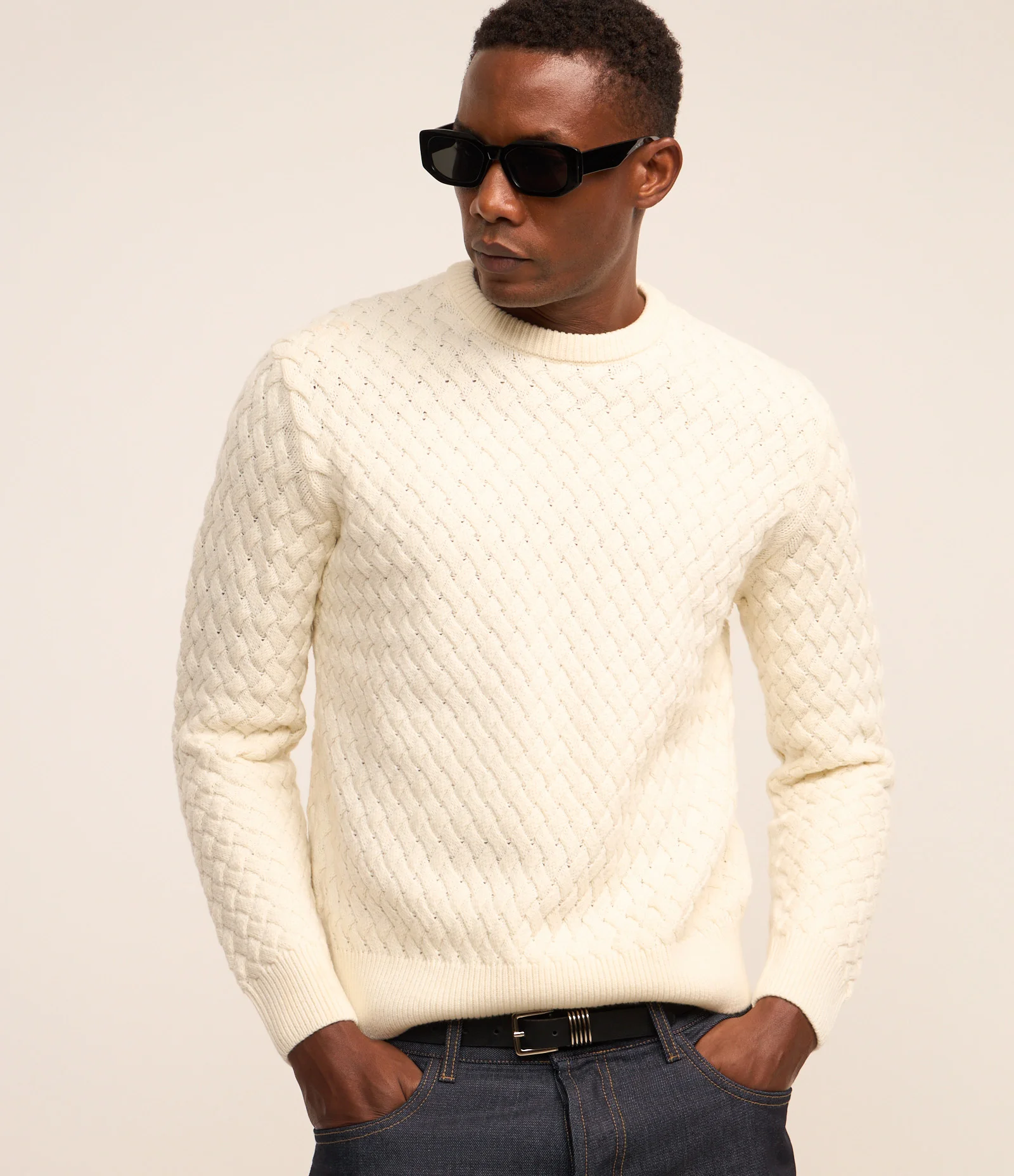 Suéter com Textura Tresse Off White 1